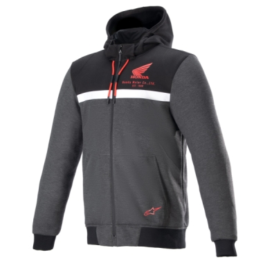 bunda CHROME STREET HOODIE HONDA kolekce, ALPINESTARS (černá/šedá/červená, vel. L)