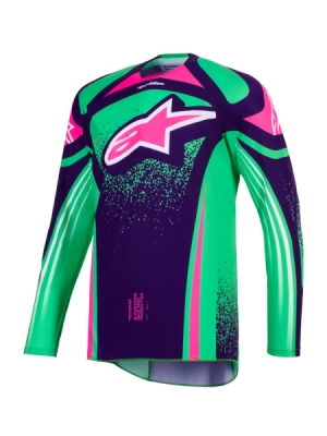 dres TECHSTAR NOMUR, ALPINESTARS (tmavě fialová/zelená/růžová fluo, vel. L)