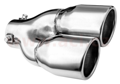 koncovka výfuku nerezová dvojitá kulatá, vnější průměr 2x80mm, délka 210mm, vnitřní průměr 45-58mm ASSO