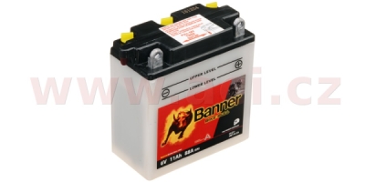 baterie 6V, 6N11A-3A, 11Ah, 88A, BANNER Bike Bull 122x62x132