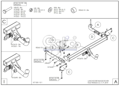 Tažné zařízení Land Rover Range Rover 2005-2013 (L322 FL) , pevný čep 2 šrouby, Galia