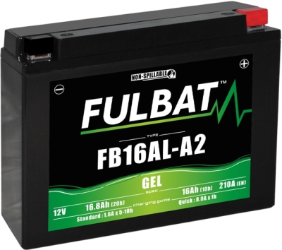 baterie 12V, YB16AL-A2 GEL, 12V, 16Ah, 210A, bezúdržbová GEL technologie 205x70x162 FULBAT (aktivovaná ve výrobě)