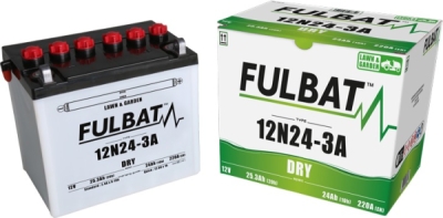 baterie 12V, 12N24-3A, 24Ah, 220A, pravá, konvenční, 184x124x175, FULBAT (vč. balení elektrolytu)