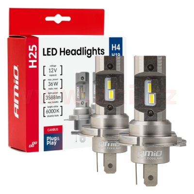 LED H4/H19 2x 18W - bílá (patice P43t), sada 2 ks