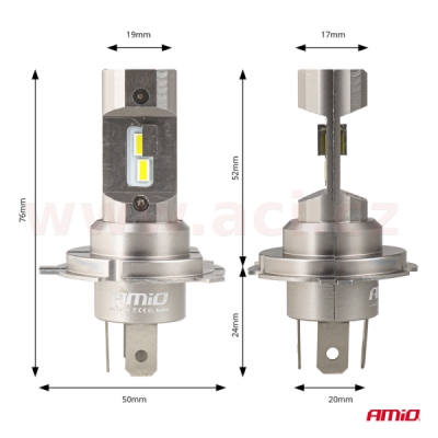 LED H4/H19 2x 18W - bílá (patice P43t), sada 2 ks