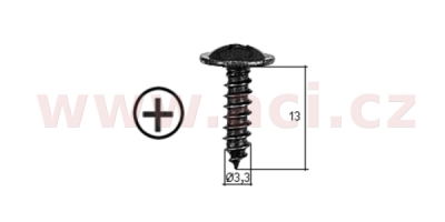 samořezný křížový vrut černý pozink Fe (sada 20 ks) (3,5 mm, 13 mm)