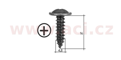 samořezný křížový vrut černý pozink Fe (sada 20 ks) (4,8 mm, 16 mm)