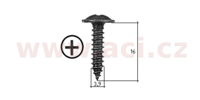samořezný křížový vrut černý pozink Fe (sada 20 ks) (3,9 mm, 16 mm)