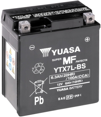 motobaterie 12V, YTX7L, 6,3Ah, 100A, bezúdržbová MF AGM 115x72x132, YUASA originál (aktivovaná ve výrobě)