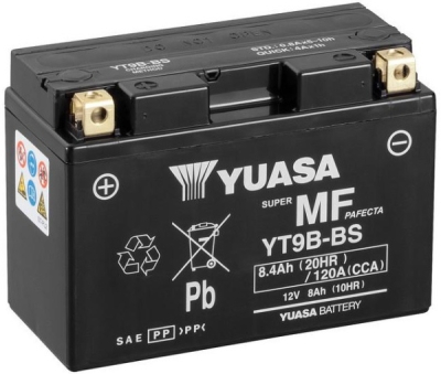 motobaterie 12V, YT9B, 8,4Ah, 120A, bezúdržbová MF AGM 150x70x105, YUASA originál (aktivovaná ve výrobě)