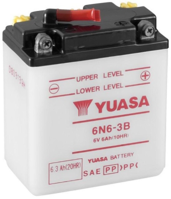 motobaterie 6V, 6N6-3B, 6,3Ah, konvenční 99x57x111, YUASA originál (suchá-nenaplněná, bez elektrolytu)