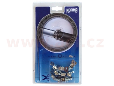 nekonečný nerezový pás sada 3m/9mm s uzávěry 8 ks NORMAFIX QUICKLOCK - výroba Německo