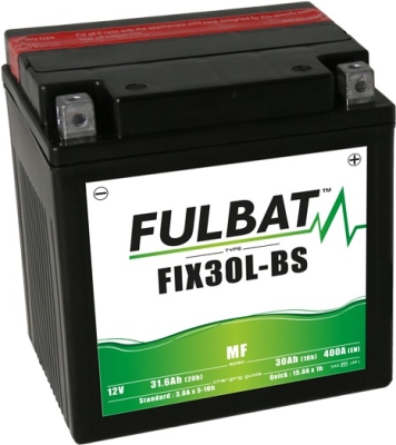 baterie 12V, YIX30L-BS, 30Ah, 400A, bezúdržbová MF AGM 165x125x175, FULBAT (vč. balení elektrolytu)