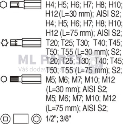 Sada bitů TORX + SPLINE YATO YT-5538