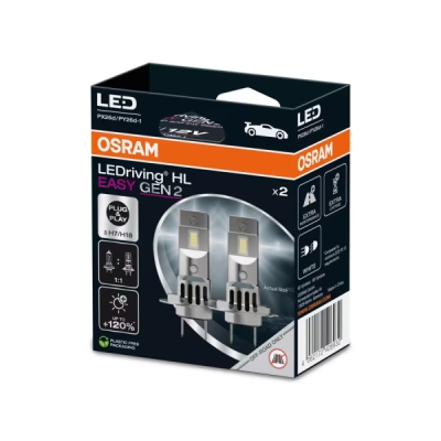 OSRAM žárovka LEDriving HL EASY GEN 2 H7/H18, 16W, 6500K, 12V, PX26d, sada 2ks