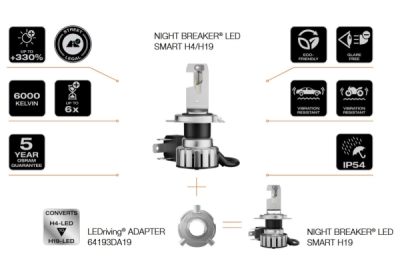 OSRAM žárovka NIGHT BREAKER® LED SMART H4/H19, 20/19W, 6000K, 12V, P43t, sada 2ks (homologováno)