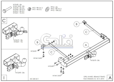 Tažné zařízení Nissan Primastar 2021- , pevné 2 šr., Galia