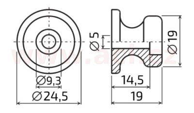 napínací kolík (čep) k plachtě, plastový, 24x19 mm, vysoký (cena za 1ks, objednat lze násobky 10 ks)