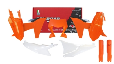 sada plastů KTM, RTECH (oranžovo-černo-bílá, 7 dílů)