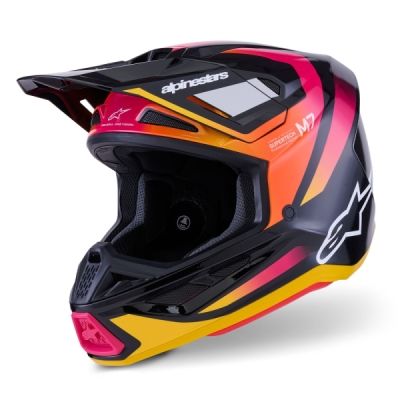 přilba SUPERTECH S-M7 RISE, ALPINESTARS (černá/žlutá/růžová fluo, vel. S)