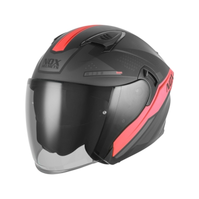 přilba N130 EKTO, NOX (černá matná, červená, vel. M)