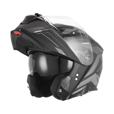 přilba N967 CONQUER, NOX (černá matná, stříbrná, vel. XL)