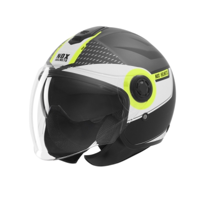 přilba N182 ROUND, NOX (černá matná, žlutá fluo, vel. S)