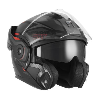 přilba SPINNER ARK, NOX PREMIUM (černá matná, červená, vel. M) 2026