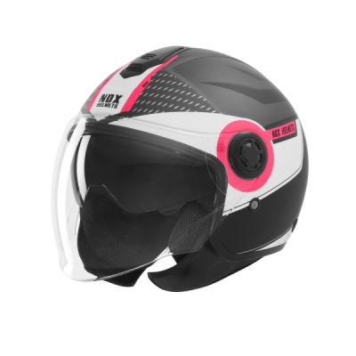 přilba N182 ROUND, NOX (černá matná, růžová, vel. M)