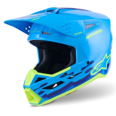 přilba S-M3 FORCE, ALPINESTARS (modrá/žlutá fluo, vel. L)