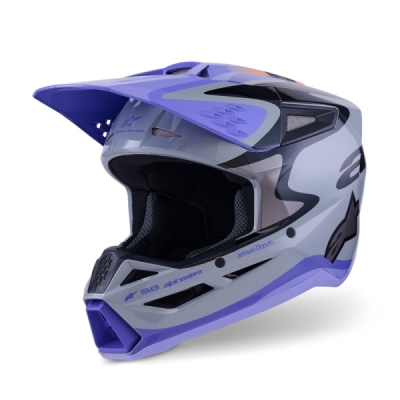přilba S-M3 edice JETT LAWRENCE, ALPINESTARS, dětská (šedá/fialová/černá, vel. S)