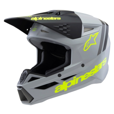 přilba S-M3 RADIUM, ALPINESTARS, dětská (šedá mat/žlutá fluo/černá, vel. L)