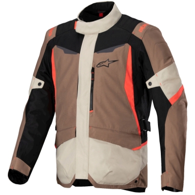 bunda ST-1 WATERPROOF, ALPINESTARS (tmavá khaki/písková/černá/červená fluo, vel. L)