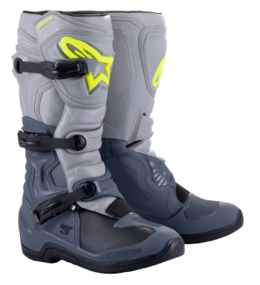 boty TECH 3, ALPINESTARS (světle šedá/šedá/černá/žlutá fluo, vel. 47)
