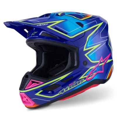 přilba SUPERTECH S-M7 CAST, ALPINESTARS (modrá/růžová/žlutá fluo, vel. S)