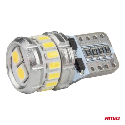 LED 12/24V 16xSMD 3014 + 2xSMD 3030 bílá 5500k (patice W2,1×9,5d/T10) CAN-BUS sada 2 ks