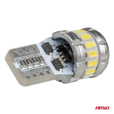 LED 12/24V 16xSMD 3014 + 2xSMD 3030 bílá 5500k (patice W2,1×9,5d/T10) CAN-BUS sada 2 ks