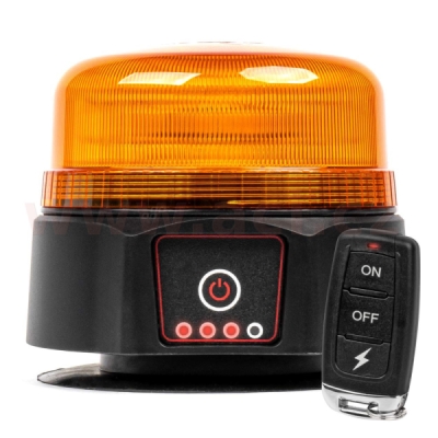 výstražný maják oranžový LED magnetický bezdrátový s dálkovým ovládáním 12/24 V