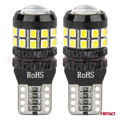 LED 12/24V 27xSMD 2016 bílá 5500k (patice W2,1×9,5d/T10) CAN-BUS sada 2 ks