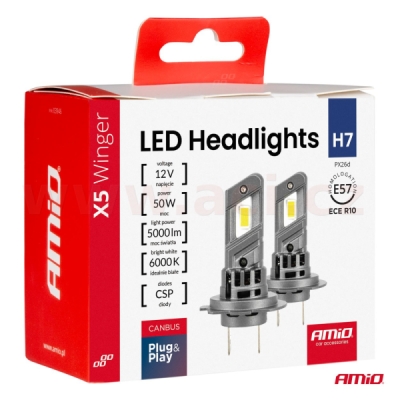 LED H7/H18 2x 25W - bílá (patice PX26d), sada 2 ks
