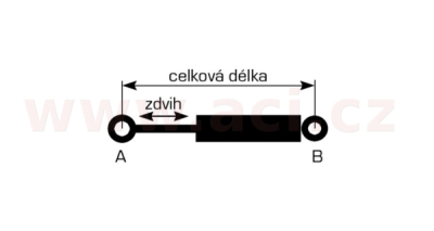 vzpěra odkládacího dna kufru MELLET (celk. délka 266 mm, délka zdvihu 69 mm, síla 320 N)