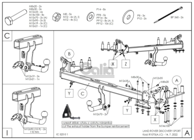 Tažné zařízení Land Rover Discovery Sport 2021/01- , pevné 2 šr., Galia