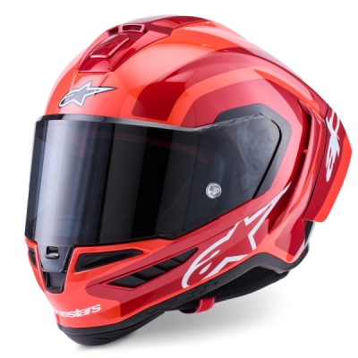 přilba SUPERTECH R10 ARIUS, ALPINESTARS (červená fluo/červená/karbon/bílá, vel. S)
