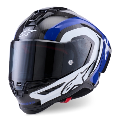 přilba SUPERTECH R10 ARIUS, ALPINESTARS (karbon/modrá/bílá, vel. L)