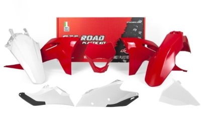 sada plastů Gas Gas, RTECH (červeno-bílá, 6 dílů vč. přední masky)
