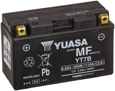 motobaterie 12V, YT7B, 6,8Ah, 110A, bezúdržbová MF AGM 150x65x93, YUASA originál (aktivovaná ve výrobě)