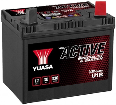 baterie 12V, U1R, 30Ah, 330A, pravá, bezúdržbová ACTIVE GARDEN 194x126x183, YUASA originál (aktivovaná ve výrobě)