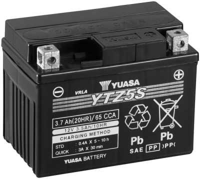 motobaterie 12V, YTZ5S, 3,7Ah, 65A, bezúdržbová SUPER MF AGM 115x72x86, YUASA originál (aktivovaná ve výrobě)