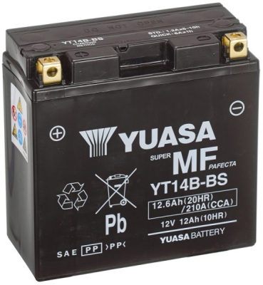 motobaterie 12V, YT14B, 12,6Ah, 210A, bezúdržbová MF AGM 150x70x145, YUASA originál (aktivovaná ve výrobě)