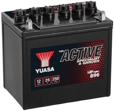 baterie 12V, 896, 26Ah, 250A, levá, bezúdržbová ACTIVE GARDEN 187x127x181, YUASA originál (aktivovaná ve výrobě)